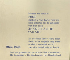 COMICS Print : Nero 'Bedanking geboorte Jean-Claude <Clo-Clo>' (Marc Sleen)