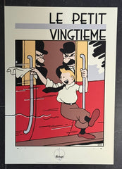 Serigraphy Hergé “Tintin : Le train - Le Petit Vingtième" (35cm x 50cm) (°1992)