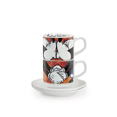 Disney - Mickey & Minnie Stackable Espresso Cups Red + Saucers (Set Of 2) Cups