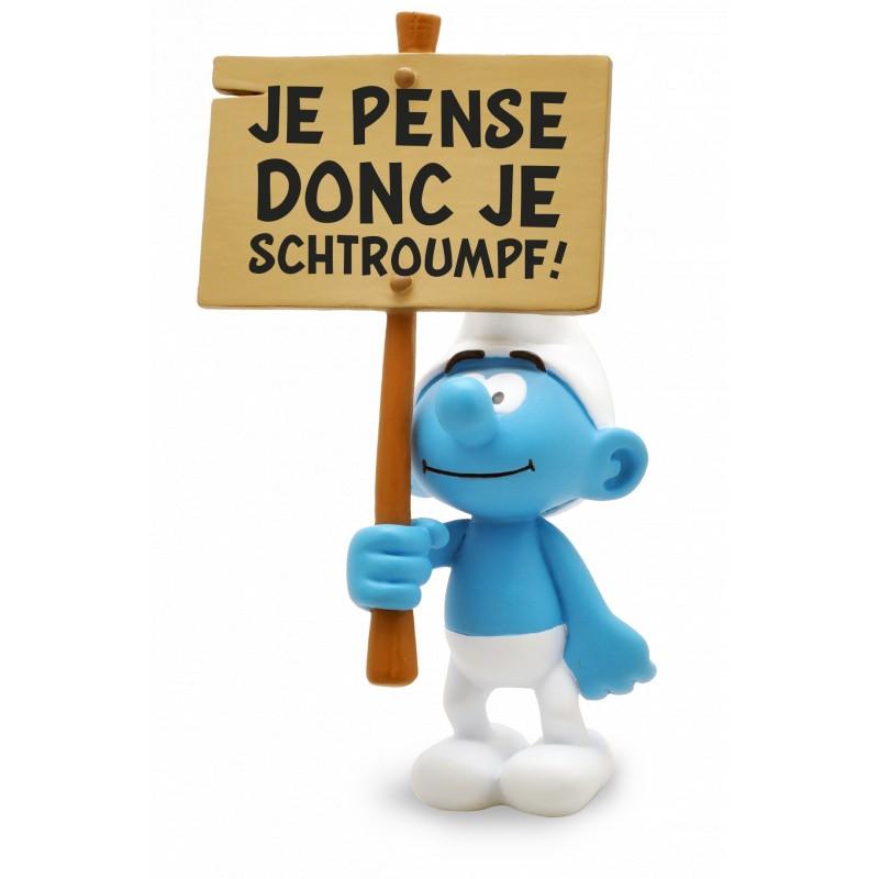 PLASTOY Collectoys - The Smurfs - Smurf Sign "Je pense donc je SCHTROUMPF !"