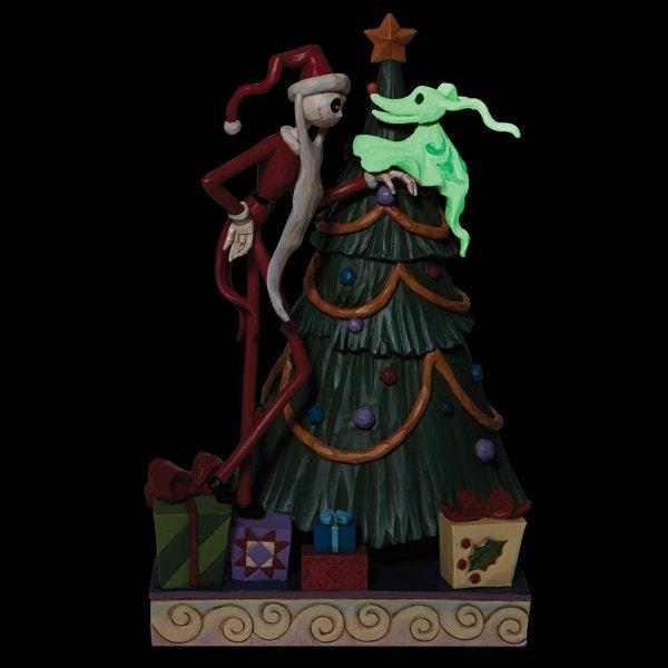 DISNEY TRADITIONS Figure - The Nightmare Before Christmas - Jack Skellington w/ Zero "Decking the Halls" GITD (25cm)