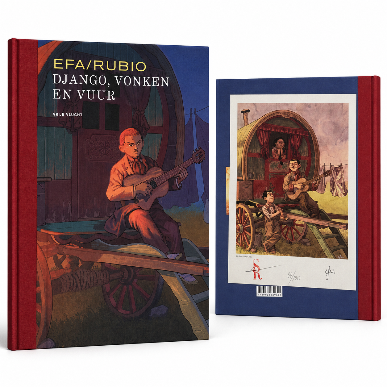 Django Reinhardt - Django, vonken en vuur nr. 155 – Vrije Vlucht Luxe – numbered and signed ex-libris
