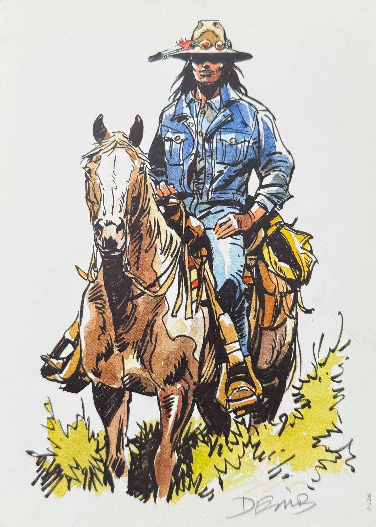 Ex-libris Derib – Buddy Longway, Longway Indien – Numbered & signed