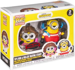 FUNKO POP! Keychain - Minions, The Rise of Gru : 70's Bob & Roller Skating Stuart (2 Pack) Exclusive