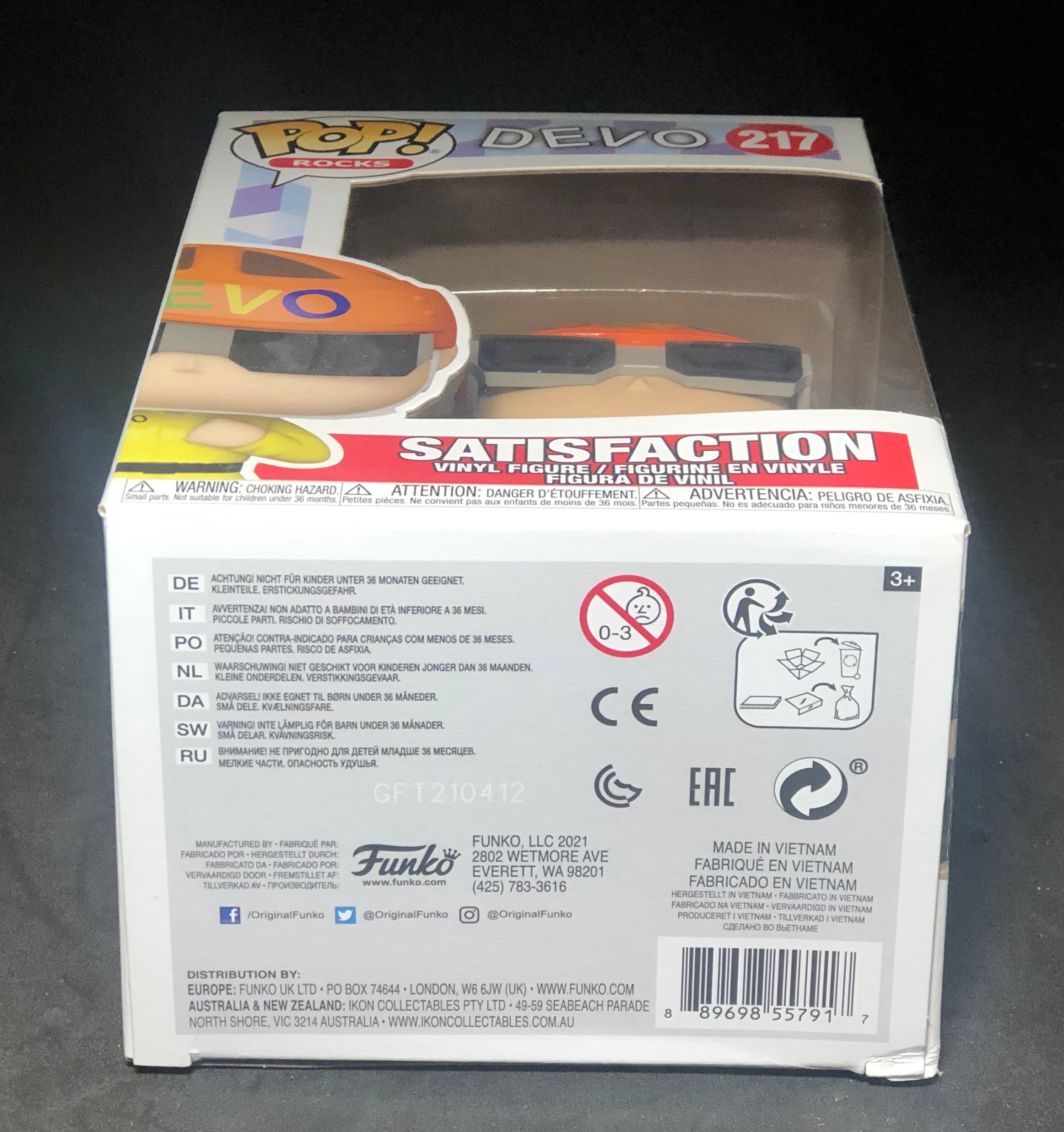 FUNKO POP! Rocks - Devo - Satisfaction (Yellow Suit) (217) 'Small Damaged Packaging'