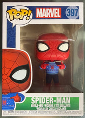 Funko POP! Marvel - Comics, Holiday - Spider-Man (Ugly Sweater) #397 - Small Box Damage