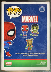 Funko POP! Marvel - Comics, Holiday - Spider-Man (Ugly Sweater) #397 - Small Box Damage