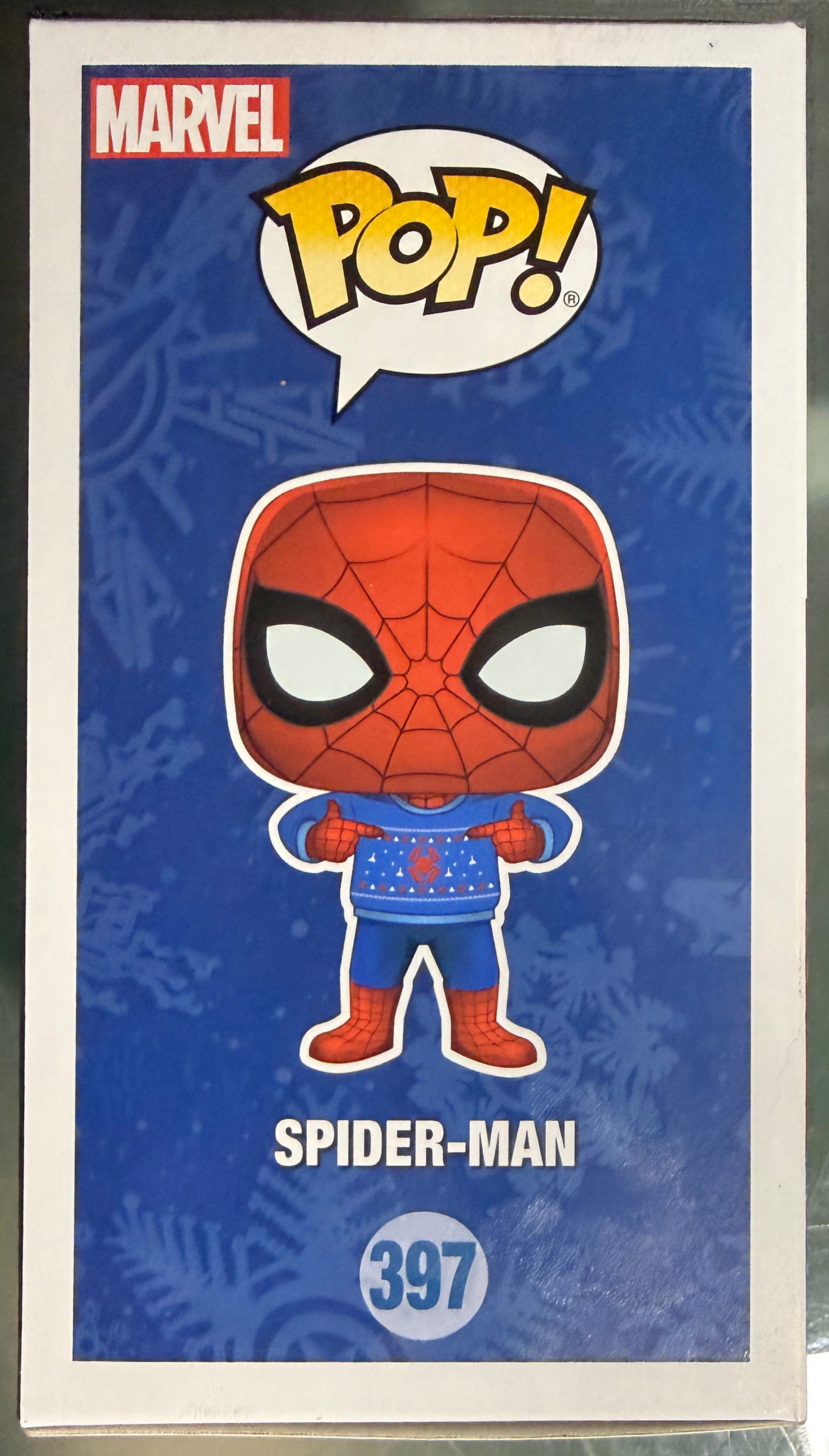 Funko POP! Marvel - Comics, Holiday - Spider-Man (Ugly Sweater) #397 - Small Box Damage