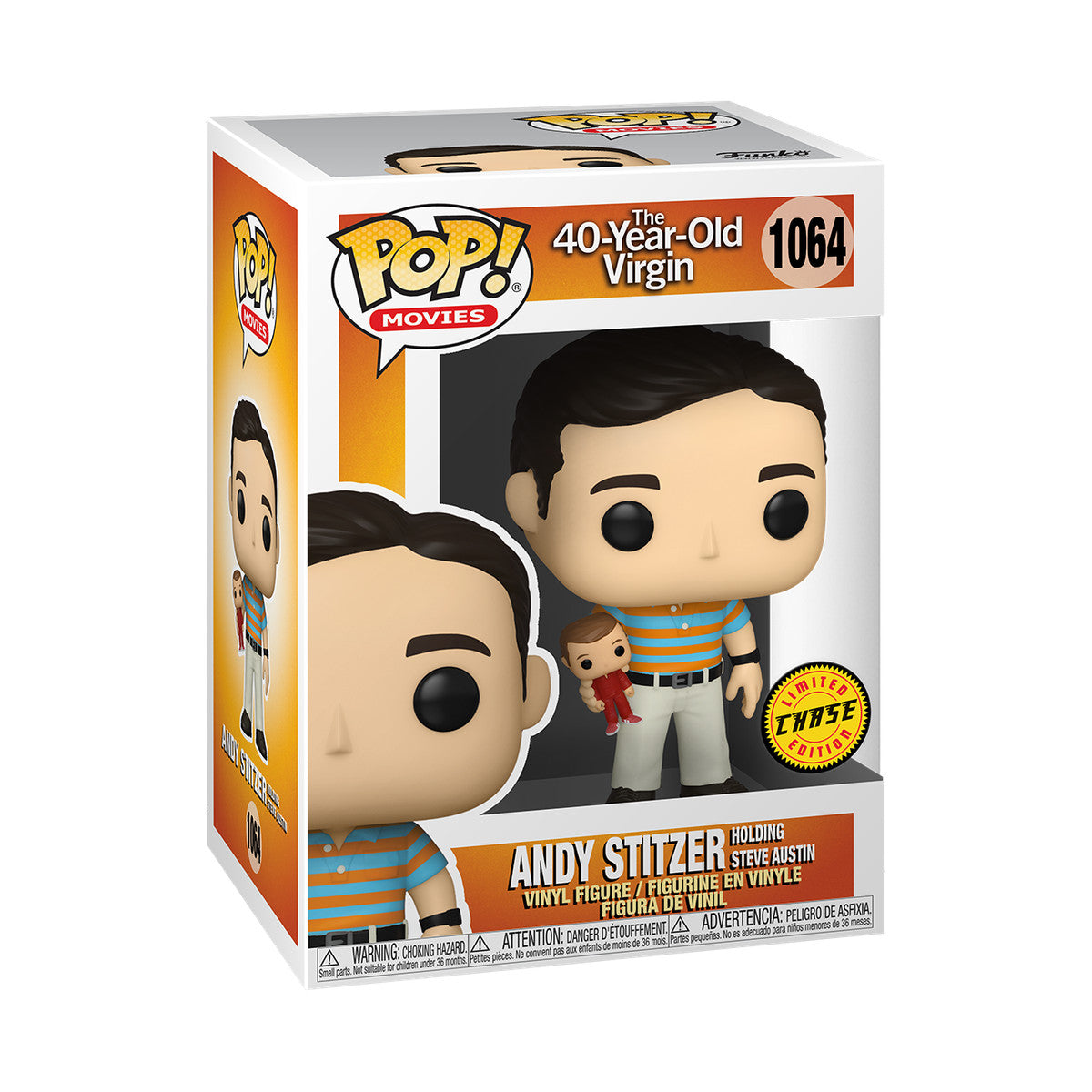 Funko POP Movies - The 40-Year-Old Virgin - Andy Stitzer (holding Steve Austin) #1064 CHASE