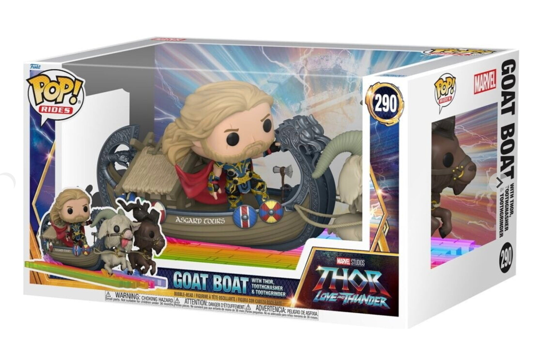 Funko POP! Rides - Thor, Love & Thunder - Goat Boat w/ Thor, Toothgnasher & Toothgrinder #290