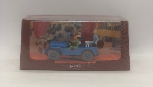 Tintin / Kuifje - Tintin's Cars 1/43 -  Blue Jeep (Jeep CJ 2a) (14cm)