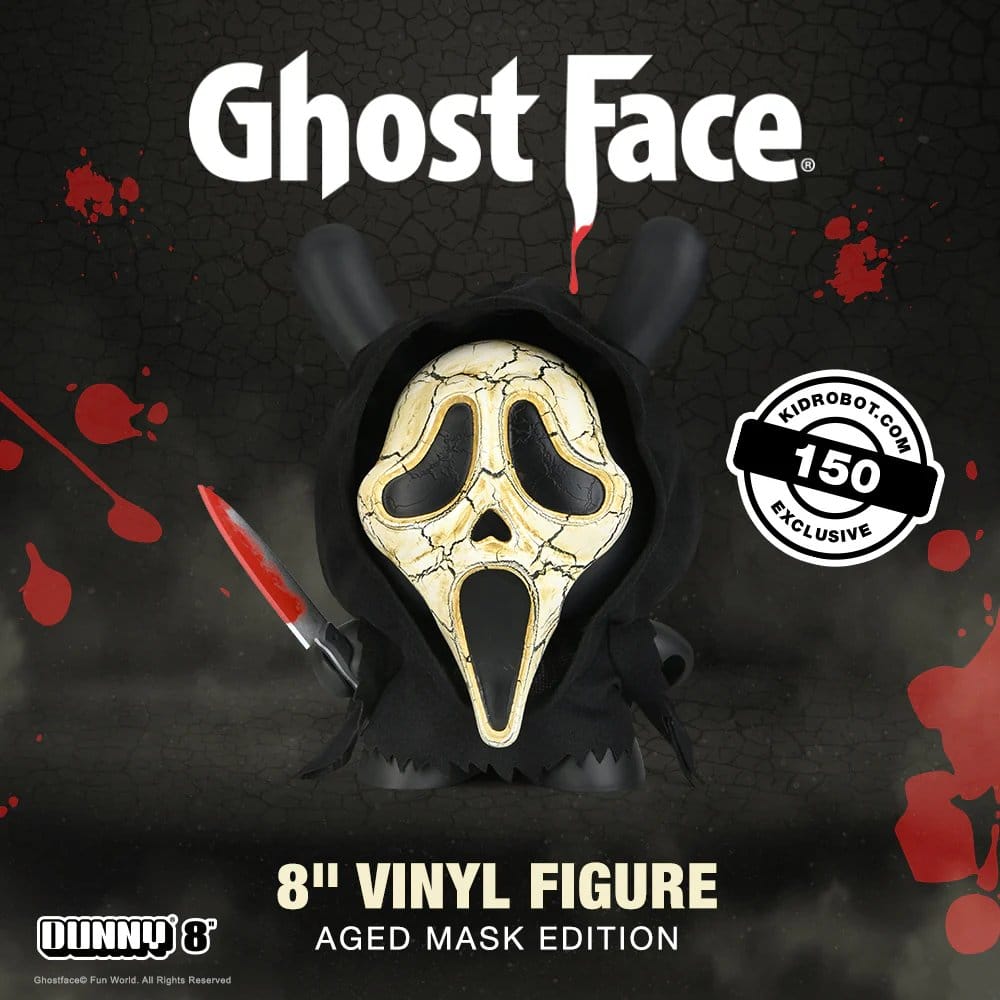 KIDROBOT Vinyl Figure - Dunny Art Toy, Ghost Face :  Aged Mask Edition (20cm) Exclusive