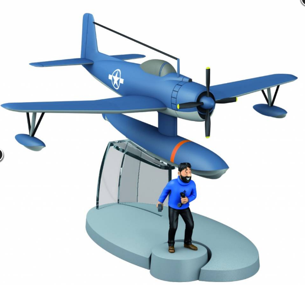 Moulinsart - Tintin / Kuifje Blue Seaplane & Captain Haddock Figurines