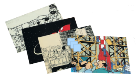 Tintin / Kuifje - Postcards La Lune De Maan The Moon (Set Of 16 Cards)