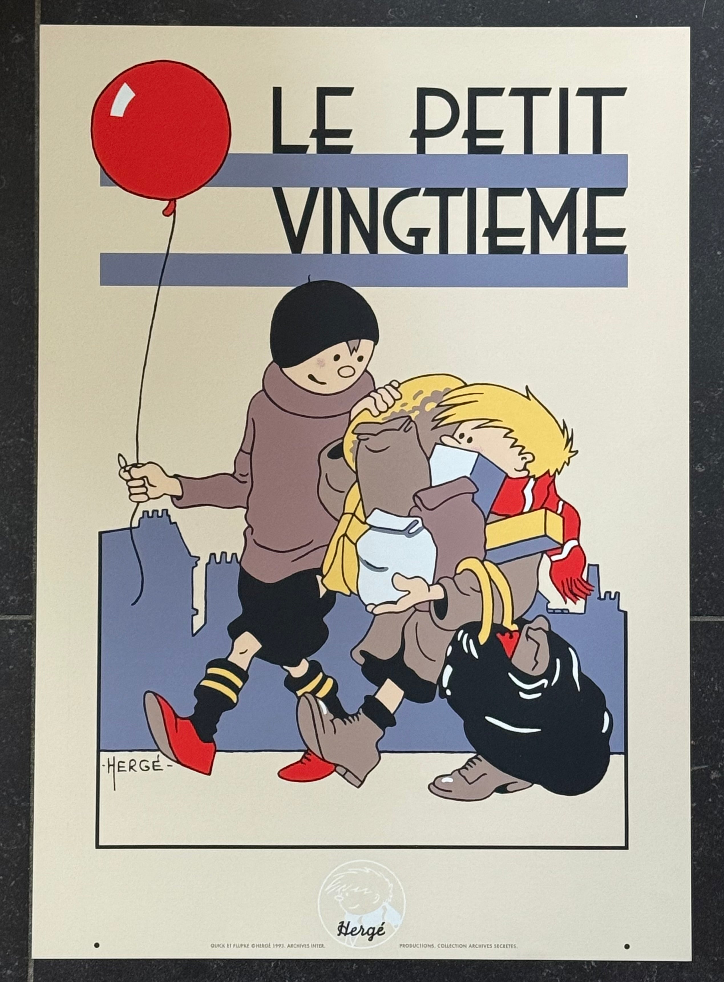 Serigraphy Hergé “Quick et Flupke Le Petit Vingtième Baignade" (35cm x 50cm) (°1993)