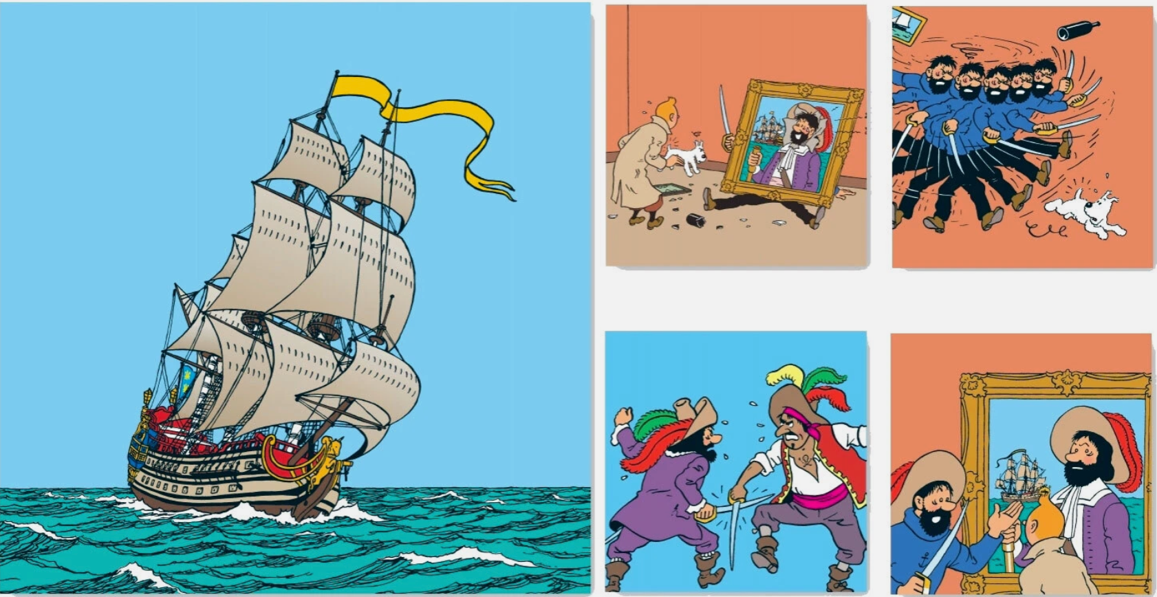 TINTIN Canvas - Tintin : The Secret of the Unicorn (Set of 5 Canvas) (Limited & Numbered)