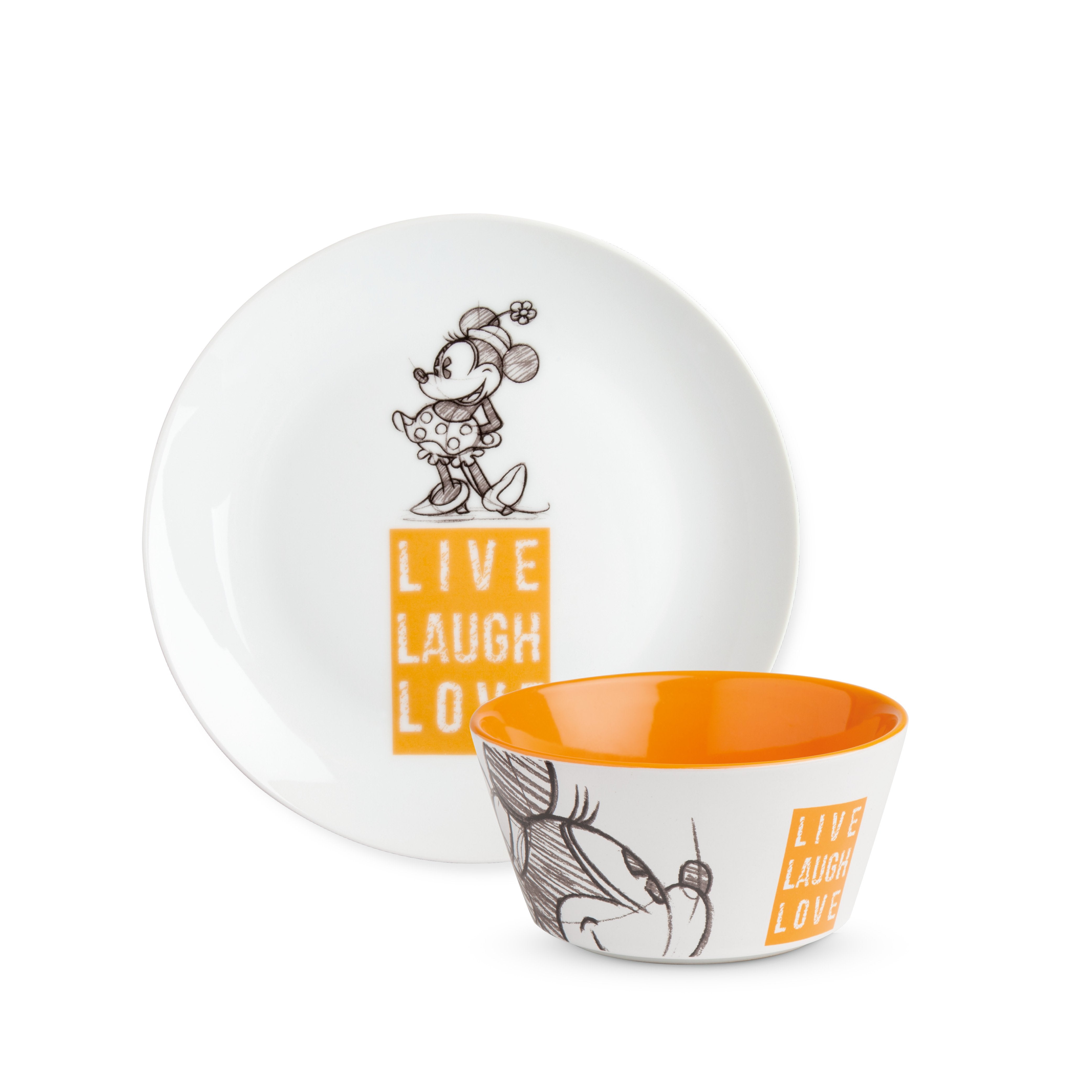 Disney - Minnie Mouse Set Desert Orange:  Plate + Bowl In Gift Box