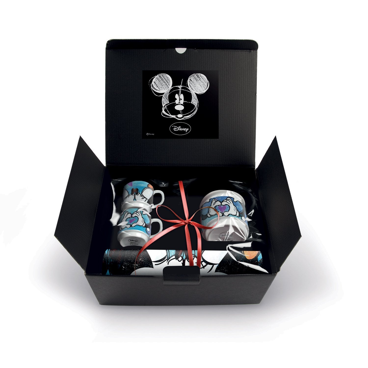 Disney - Mickey & Minnie Gift Box Blue:  2 Stackable Espresso Cups Blue + Sugar Bowl Placemat Cups