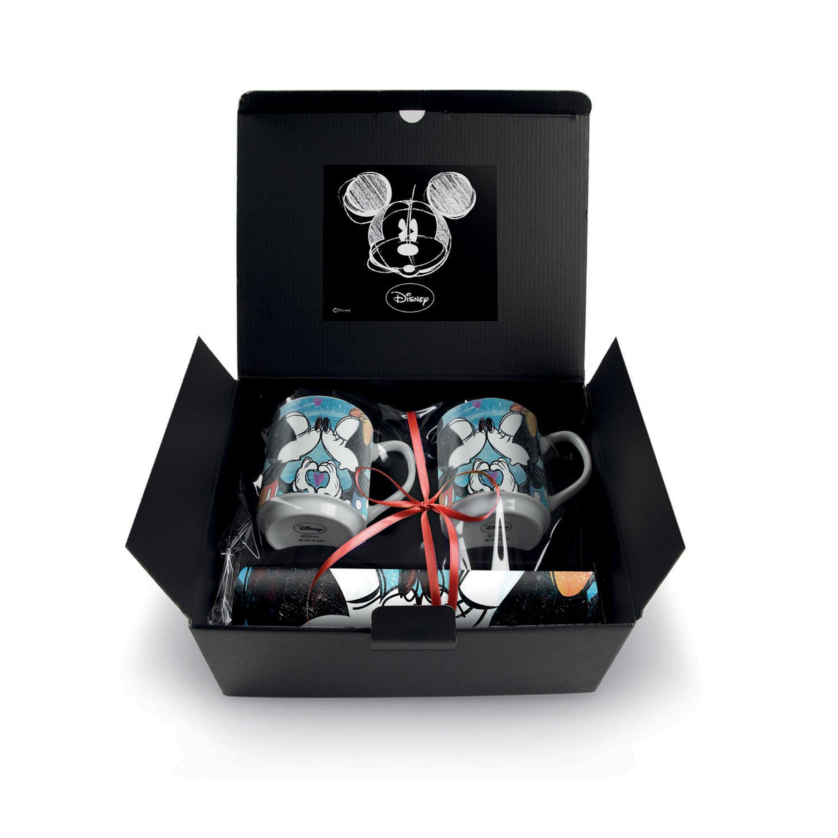 Disney - Mickey & Minnie Gift Box Blue:  2 Stackable Mugs + Placemat Set