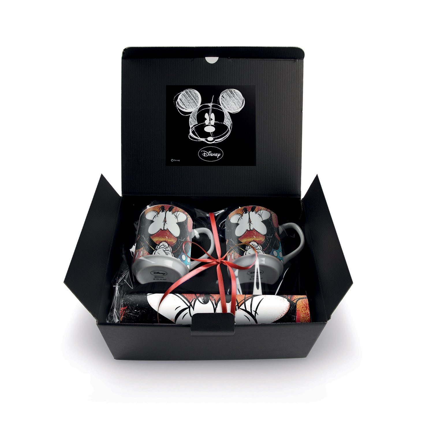 Disney - Mickey & Minnie Gift Box Red:  2 Stackable Mugs + Placemat Set