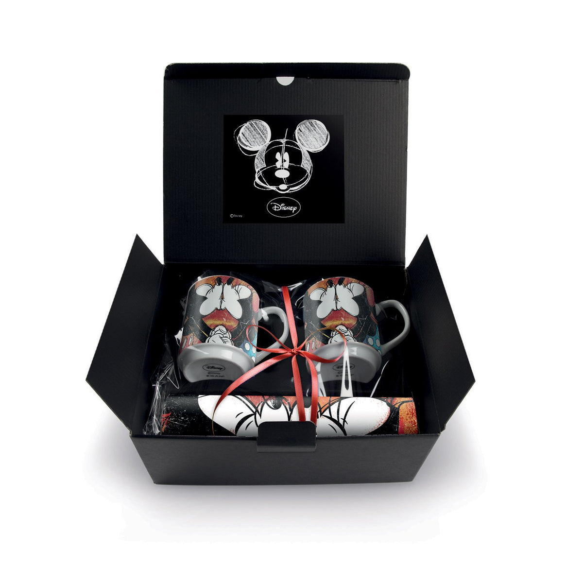 Disney - Mickey & Minnie Gift Box Red:  2 Stackable Mugs + Placemat Set