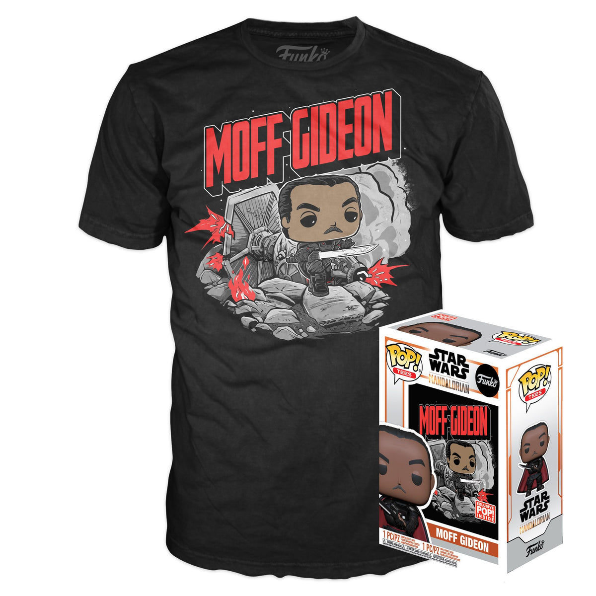Funko POP! Tees - Star Wars, The Mandalorian - Moff Gideon (GITD) & T-shirt (380) Exclusive
