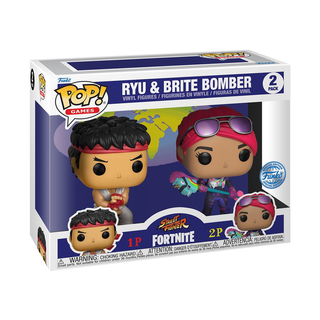 Funko POP! Games - Street Fighter vs Fortnite - Ryu & Brite Bomber (2Pack)
