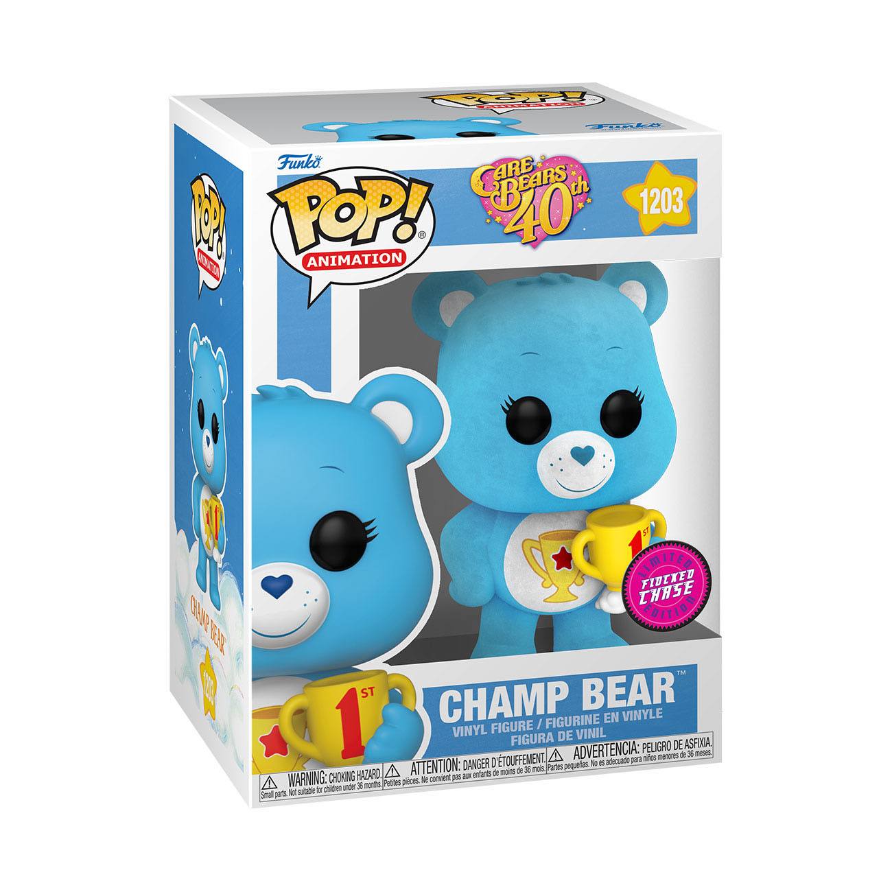 Funko Pop! Animation - Care Bears 40Th Anniversary Champ Bear (Flocked) (1203) Chase Pop