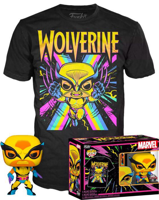 Funko Pop! Tees - Marvel Wolverine -Wolverine (Blacklight) + T-Shirt (802) Exclusive Pop
