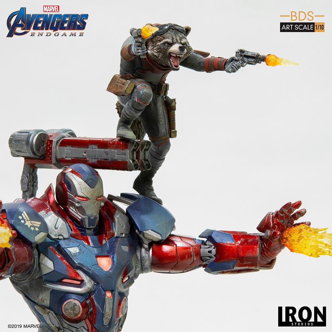 Iron Studios - Marvel - Avengers, End Game - Iron Patriot & Rocket (28cm)