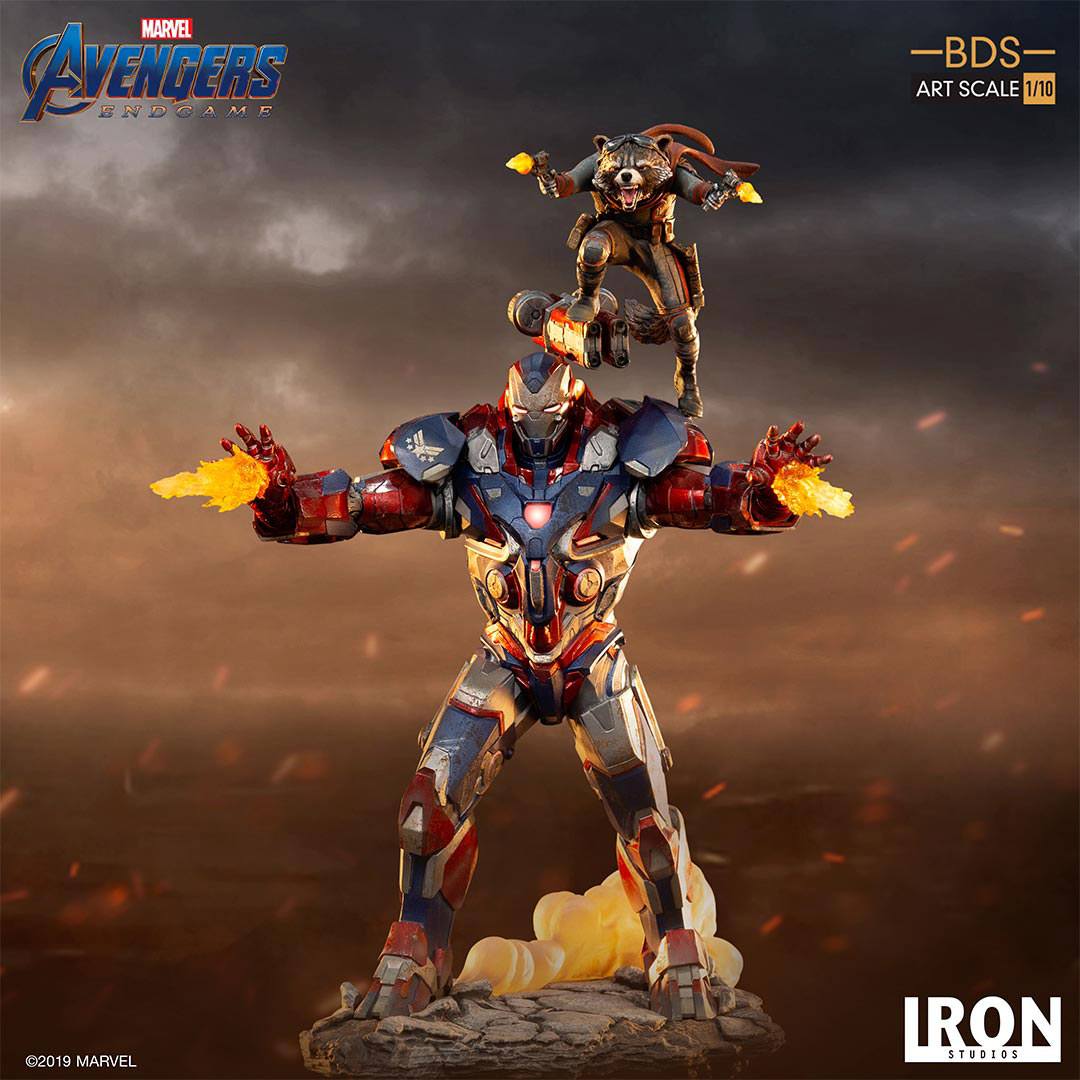 Iron Studios - Marvel - Avengers, End Game - Iron Patriot & Rocket (28cm)