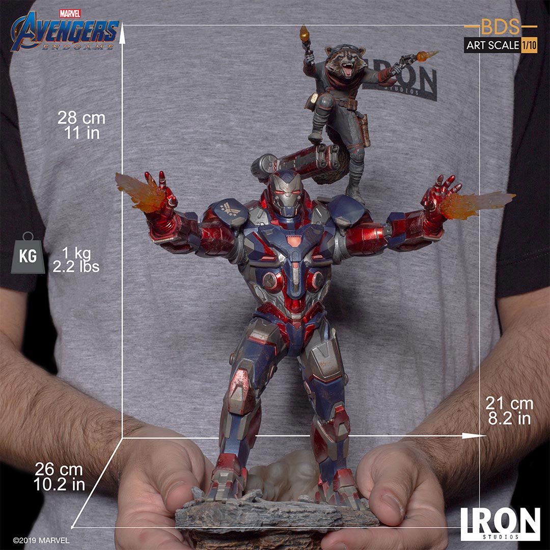 Iron Studios - Marvel - Avengers, End Game - Iron Patriot & Rocket (28cm)